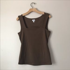 Cache brown sexy sleeveless top slim fit stretch Size LG.